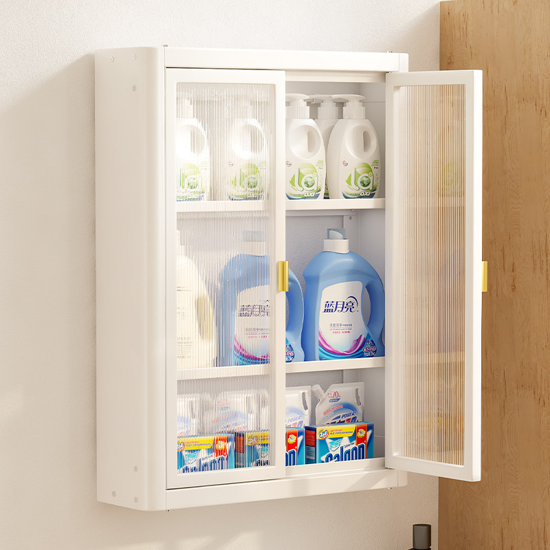 浴室波轮洗衣机置物架阳台滚筒翻盖上方一体多层收纳柜家用壁挂式