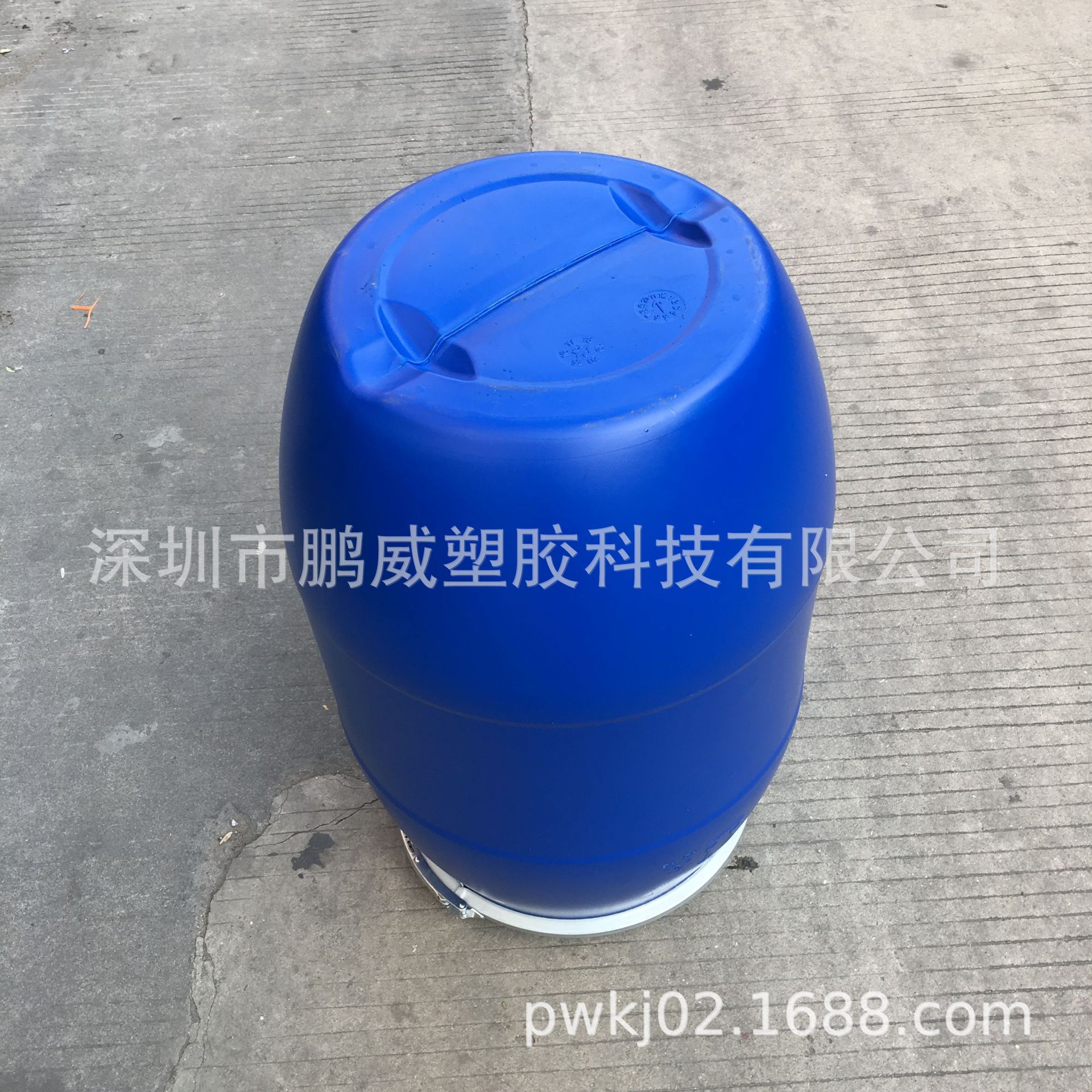 供应上海汽配药水收纳桶蓝色铁箍罐120L大容量密封油桶法兰桶批发