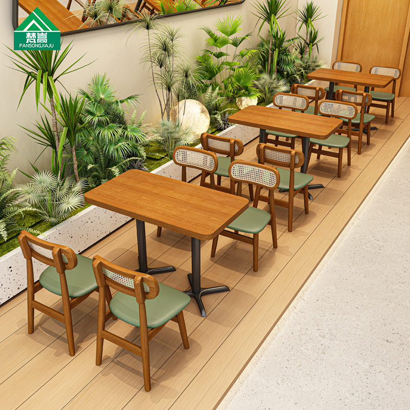 火锅连锁餐饮店藤编桌椅组合主题餐厅茶餐厅中餐厅咖啡厅卡座沙发
