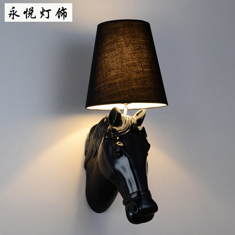 现代树脂led壁灯创意现代简约墙壁灯酒店床头led壁灯马头