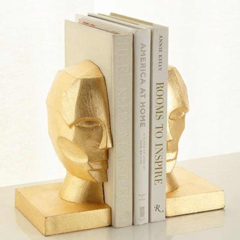 跨境金色人头书档个性创意人物摆件树脂书靠工艺品家居摆件精致