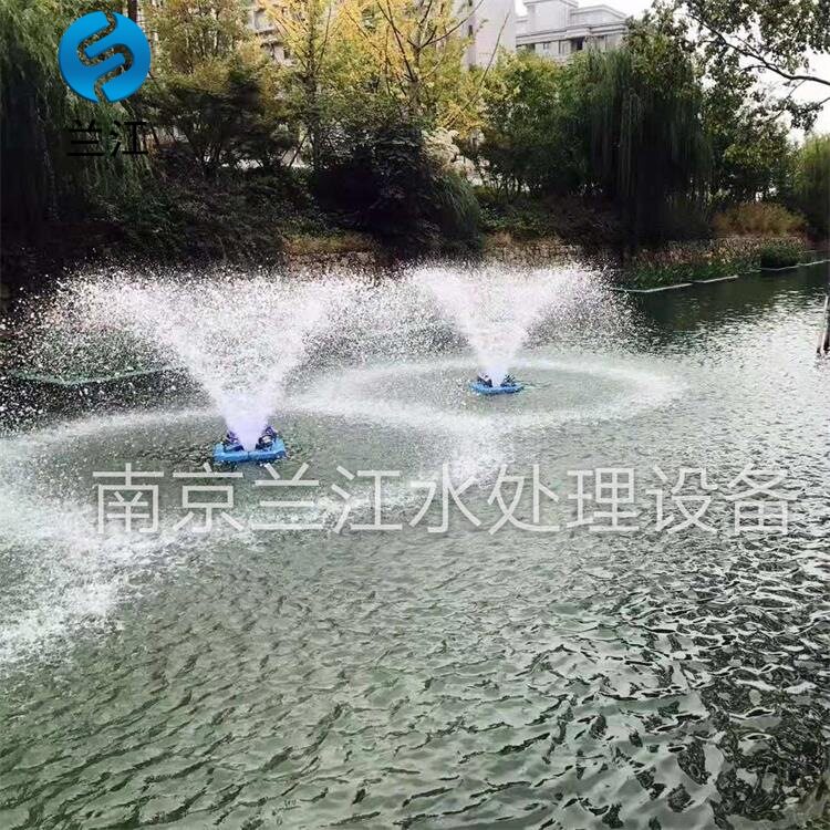 喷泉式增氧曝气机漂浮式安装景观河喷泉曝气机安装效果