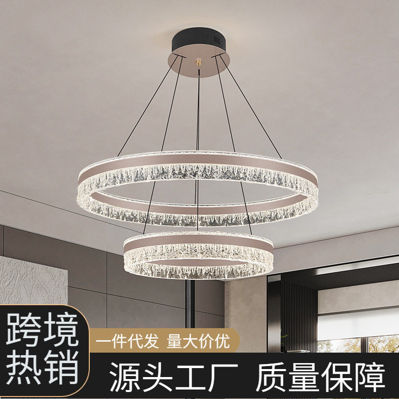 意式轻奢吊灯客厅灯现代简约餐厅灯高级感创意圆环形吸顶圈圈灯具