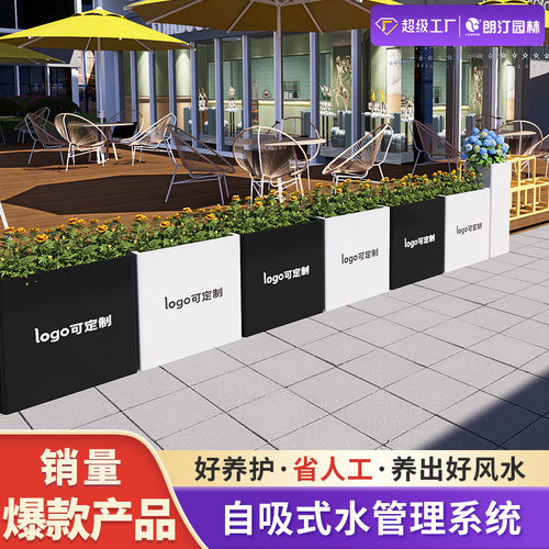朗汀户外花箱组合不锈钢花坛镂空发光花槽室外广场围栏隔断非国标