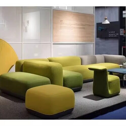 办公室公司接待处会客洽谈商务休息区现代休闲异形创意沙发凳组合