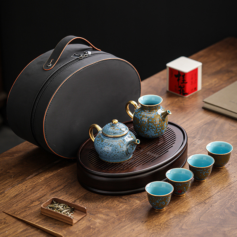 钧御官窑茶具名师高端轻奢钧瓷陶瓷茶杯一壶四杯户外旅行干泡盘