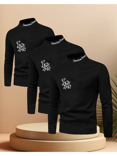 2025 High-End Men'S Three-Piece Casual Set with a Turtleneck