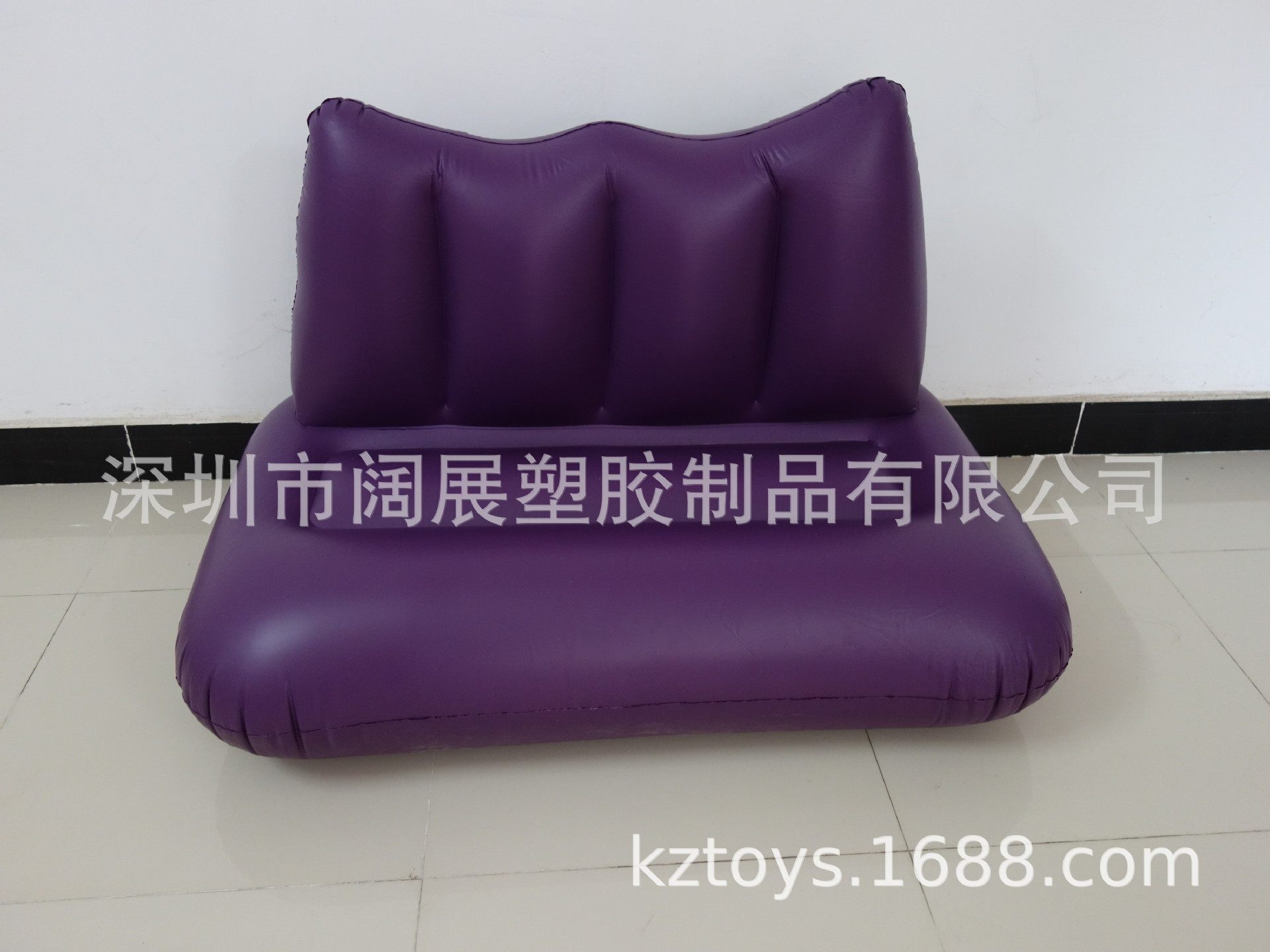 厂家现货加厚PVC,充气双人沙发 户外便携成人紫色靠背沙发