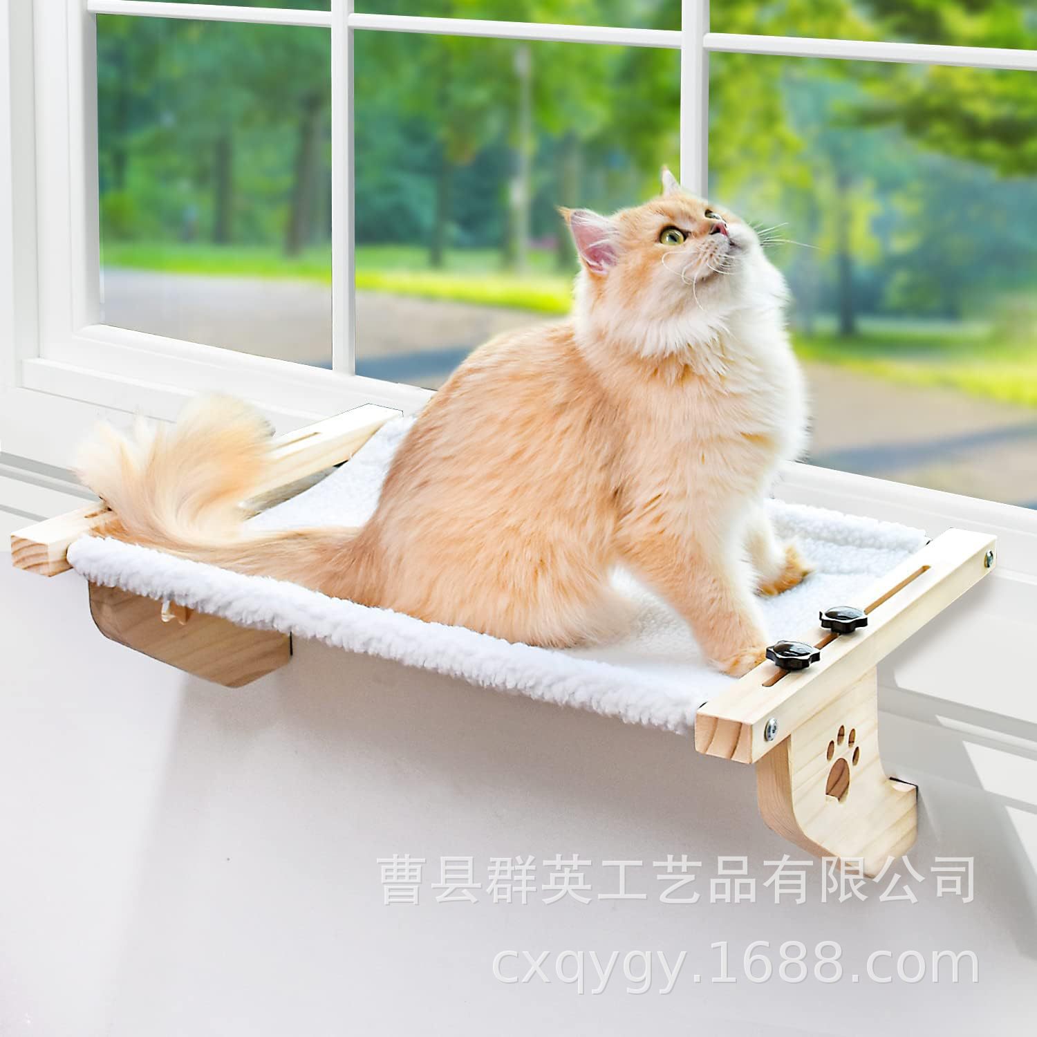 实木猫床跨境家用窗户边床边猫吊床木质悬挂式宠物沙发床猫跳台