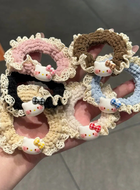 甜美蕾丝花边猫咪发圈简约少女马尾小肠圈高颜值ins风可爱发圈