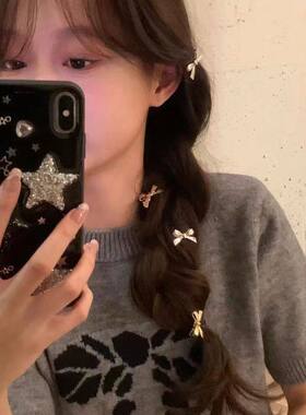甜酷金属蝴蝶结小发夹女边夹侧边刘海夹前额无痕碎发夹子发卡发饰