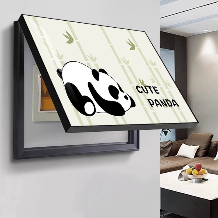 可爱熊猫电表箱装饰画