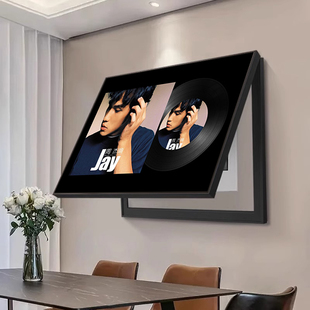 周杰伦黑胶唱片电表箱装饰画海报免打孔创意墙画遮挡配电箱挂画
