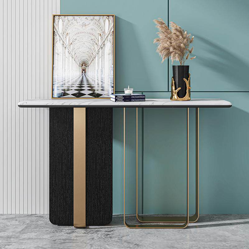 轻奢风玄关桌玄关台现代简约新中式大理石玄关柜靠墙置物架