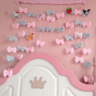 可爱奶油风挂饰可爱云朵蝴蝶结爱心家居装饰儿童房门帘阻隔门帘