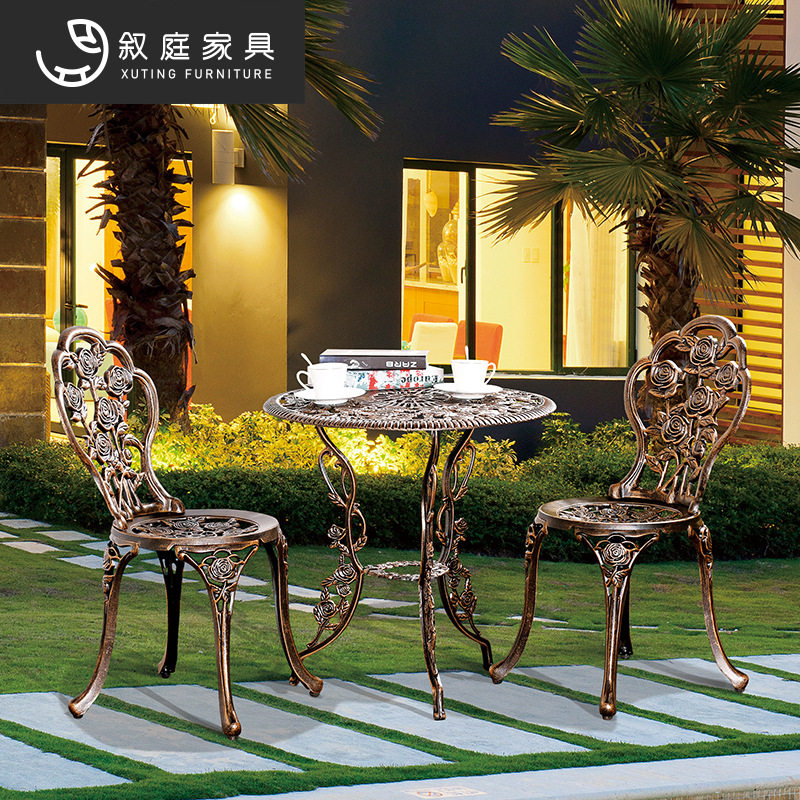 户外桌椅阳台庭院别墅酒吧景区公共场合酒店室外休闲铸铝桌椅组合