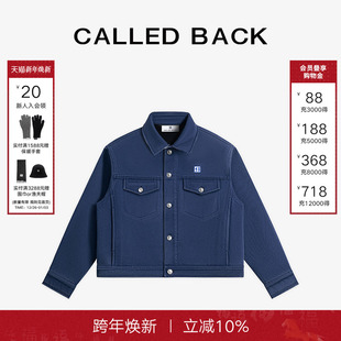 双口袋金属纽扣翻领短款 新款 牛仔夹克外套女 BACK2025秋季 CALLED