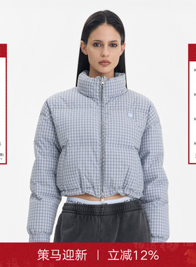 CALLED BACK格纹短款羽绒服女2025冬季新款立领保暖90白鹅绒外套