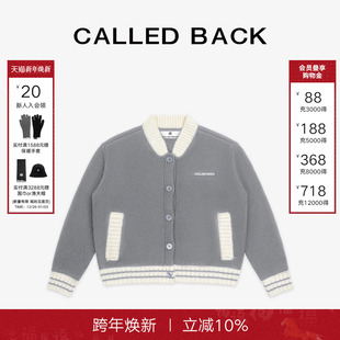 新款 2025秋季 显瘦减龄棒球服针织外套女 BACK棒球领针织衫 CALLED