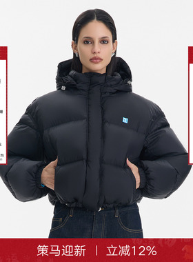 CALLED BACK25新款时尚黑色防风连帽白鸭绒羽绒服女秋冬保暖外套