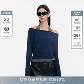 长袖 CalledBack挂脖一字肩T恤女2026春夏新款 上衣 Current系列