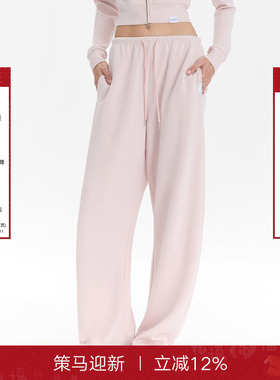 CALLED BACK休闲裤女2025秋季新款宽松百搭纯色加绒休闲阔腿长裤