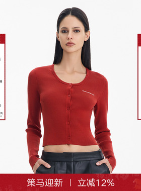 Called Back安哥拉红针织衫女25秋冬新款修身显瘦长袖打底衫上衣