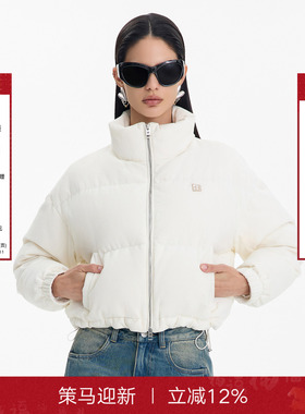 CALLED BACK官方直营冬季百搭白色保暖短款立领鹅绒羽绒服外套女