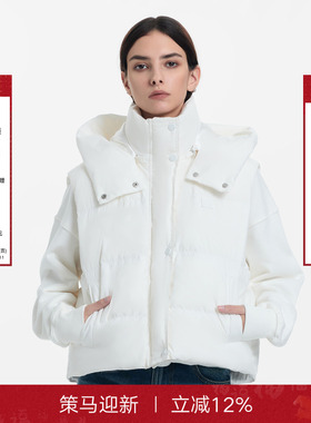 Called Back羽绒马甲女2025秋冬新款时尚休闲白色连帽羽绒服外套