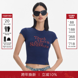 显瘦短款 Called 圆领百搭修身 T恤女2025新款 内搭打底上衣 Back短袖