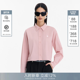 休闲百搭翻领长袖 CALLED 女2026春夏新款 衬衫 上衣 BACK粉色短款