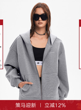 CalledBack连帽空气棉卫衣外套女秋季加薄绒长袖纯色宽松休闲上衣