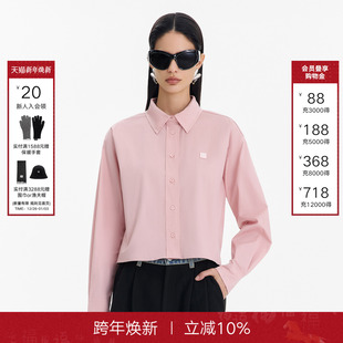 BACK粉色短款 休闲百搭翻领长袖 衬衫 新款 上衣 女2025秋季 CALLED