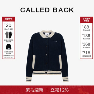CALLED BACK棒球领针织衫2025秋季新款显瘦减龄棒球服针织外套女