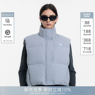 新款 复古格纹休闲立领外套 Back白鹅绒羽绒马甲女2025冬季 Called