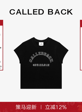 Called Back短袖T恤女2025夏季新款宽松百搭圆领黑色钻钻字母上衣