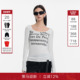 CalledBack长袖 轻薄针织上衣 法文印花大圆领修身 T恤女26春季 新款