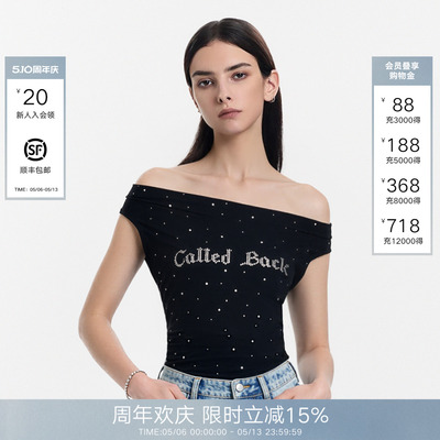 CalledBack烫钻背心女无袖