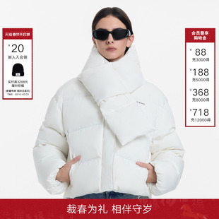 CALLED BACK羽绒服女2025年冬季新款围巾领百搭90白鹅绒短款外套