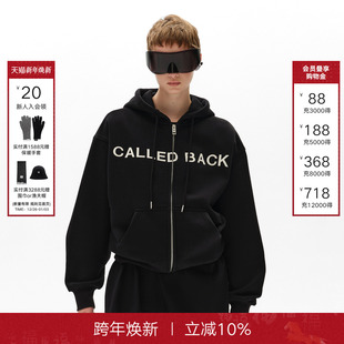 美式 新款 复古休闲黑色连帽卫衣外套 BACK官方直营2025秋季 CALLED