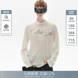 打底上衣 白色水钻logo圆领薄款 CalledBack长袖 T恤女2026春夏新款