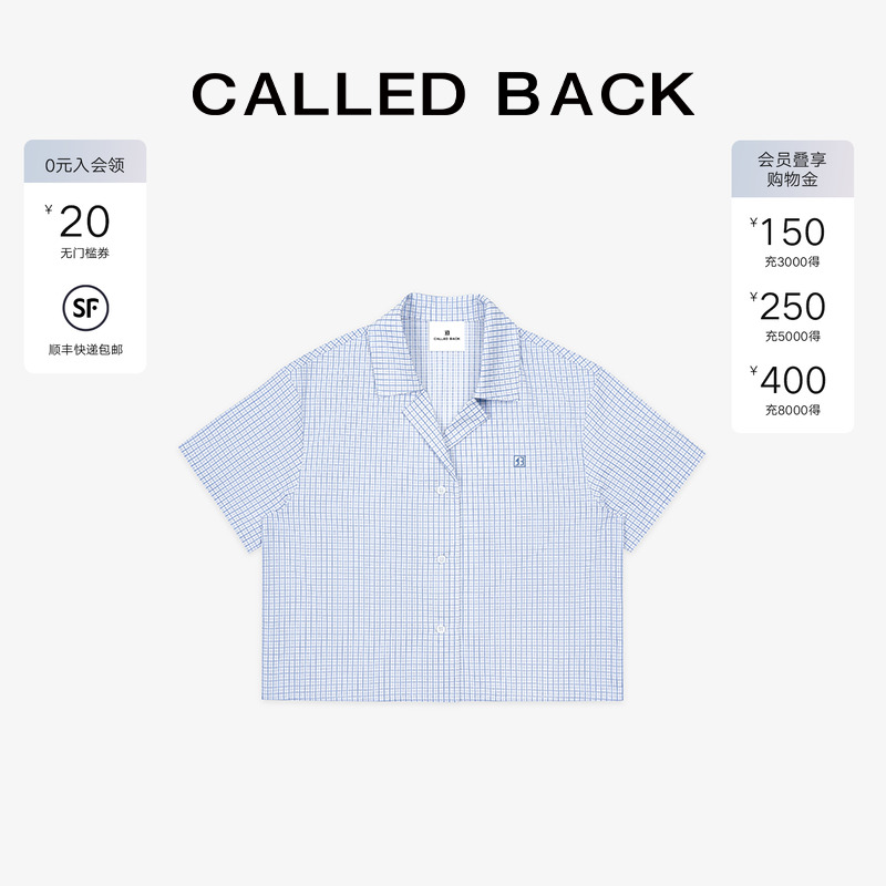 CalledBack格子短袖衬衫女