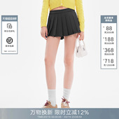 CALLED BACK2026春夏高腰学院风百褶裙女灰色显瘦a字短裙半身裙