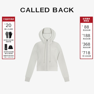 简约纯色百搭logo连帽修身 新款 灰色卫衣外套女 Back25秋季 Called