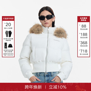 新款 鹅绒羽绒服女2025冬季 复古毛领连帽保暖外套 Back短款 Called