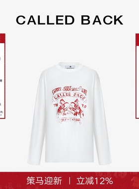 Called Back长袖印花T恤女2026年春季新款白色减龄圆领宽松打底衫