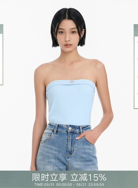 Called Back蓝色抹胸式针织女2026夏季新款简约显瘦修身辣妹上衣