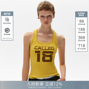 无袖 CalledBack字母印花春夏吊带背心女修身 打底上衣 VAVA同款