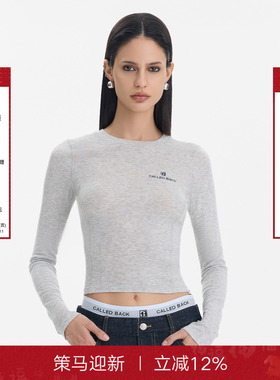 Called Back长袖上衣女2025秋季新款显瘦百搭圆领修身针织打底衫