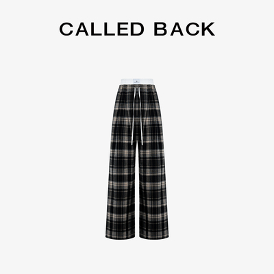 CalledBack复古格纹阔腿裤女
